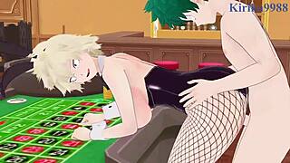 Mitsuki Bakugo and Kyoka Jiro have bunny girl sex with Izuku Midoriya.