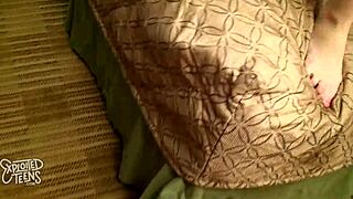 Petite brunette feels excited in debut blowjob scene