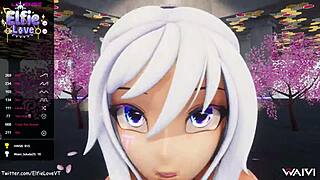 Elfie Love performs in a 3D VRChat POV scene