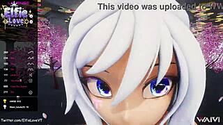 Elfie Love performs in a 3D VRChat POV scene