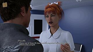 Brunette takes a daring leap in erotic scene 129.