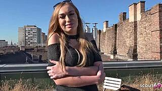 german scout convinces fashion teen model liza into anal for cash