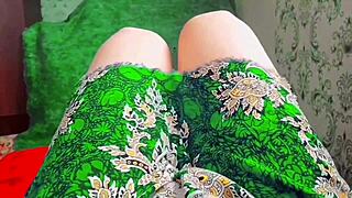 Sissy in party mini dress with big ass and crossdressing style