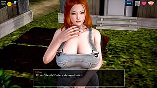 In mythic manor, a horny roommate masturbates in the pool with big tits moaning