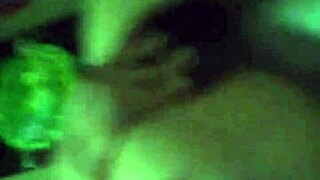 girl rides cock with dildo