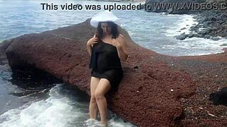 my hot stepmom seduces me on a public beach