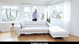 Stepmom gives blowjob to stepson with big cock