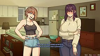 Big boobs futa says to her sexy bestie, 'let's play this hentai game with toys and sex.'