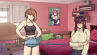 Big boobs futa says to her sexy bestie, 'let's play this hentai game with toys and sex.'