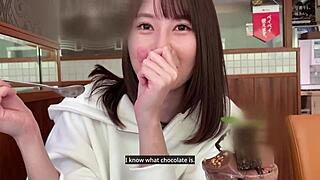 i was excited for her first pov with sex friend, cute white skinny body, lots of fun with creampie sex