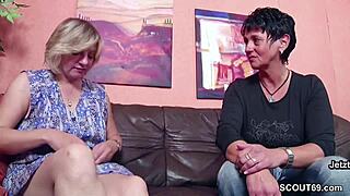 German Mommy And Daddy Persuade Cleaning Lady To Fuck With Cumshot And Blowjob