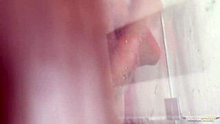 Blonde fantasizes about his old cock while massaging him deep