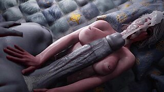 hot guest with wings bangs a woman in wild 3d animation. futa on female ends with facial cumshot.