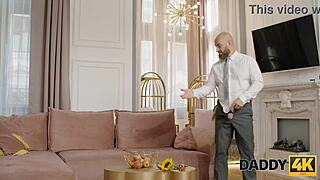 Young 18+ European Girl With Piercing Gets Shaved Pussy Action From Old Uncle