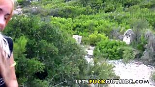 Amateur Blonde in Fishnets Squirt Outdoors