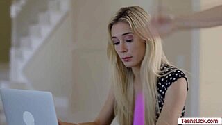 Teen Blonde Experiences Wild Strap-On Sex in Dorm With Intense Orgasms
