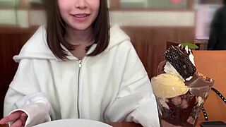 i was excited for her first pov with sex friend, cute white skinny body, lots of fun with creampie sex