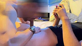 Boyfriend ignores playstation for horny deepthroat cum swallow