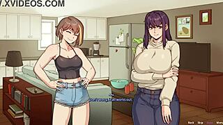 Big boobs futa says to her sexy bestie, 'let's play this hentai game with toys and sex.'