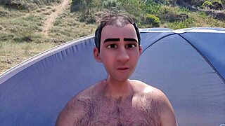 feeling the thrill of a footjob on the beach with my stepdad's monster cock