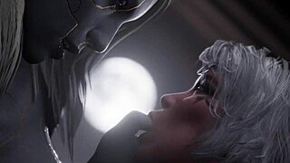 热门翅膀客人猛干女人3D动画。扶她女女结束颜射。