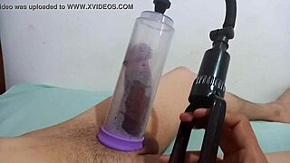 Intense cock sucking with vacuum pump leads to explosive orgasm