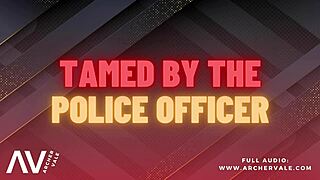 is this police officer training a slave in chastity cage?