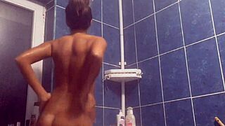 two women share a relaxing shower together