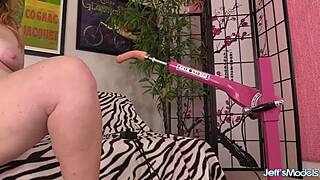 Chubby redhead Ginger Rose gets off with a wild machine