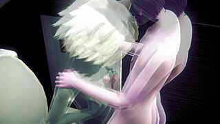 furry yaoi story of grey and pink cat boys in public toilet