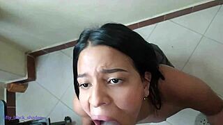 ella deepthroats monster black cock for cum facial
