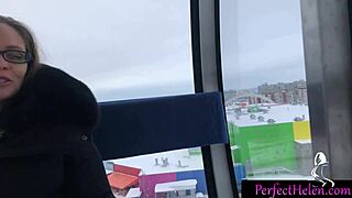 Hot girl gives oiled blowjob to stranger's dick and swallows cum at resort in close-up