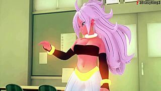 Android 21 transforms in sheer Dragon Ball fantasy