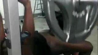 Black Midget Bodybuilder Gives Blowjob During Bench Press