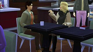 A man has sex with a woman in the bathroom after having coffee with his friend