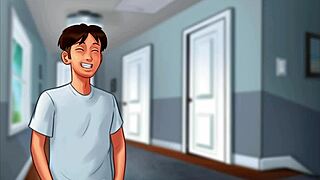 Stepsis gets fucked by stepbro with huge cock in Summertime Saga