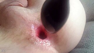 Watch that gay stud pound my ass hard during anal sex, he groans.