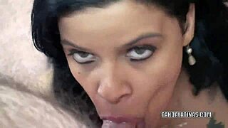 latina milf angel lynn kneels for homemade blowjob