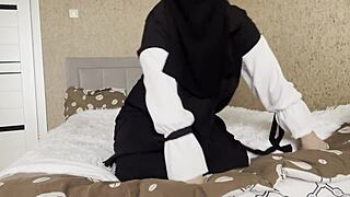 Arab Stepmom’s Natural Tits in Solo Massage Session