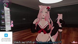 kanako the catgirl vtuber moans loud and squirts hard for her chat