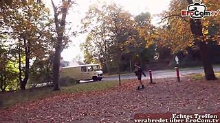 German old housewife picked up in park for outdoor banging