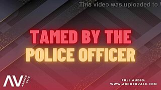 is this police officer training a slave in chastity cage?