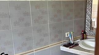 got a mouthful of cum from stepson while peeing in toilet