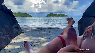 Another couple watches us as we have sex on the beach