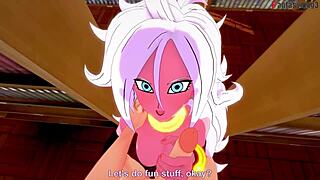 Android 21 transforms in sheer Dragon Ball fantasy