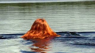 Naked Redhead Teen 18+ Plays With A Water Lily