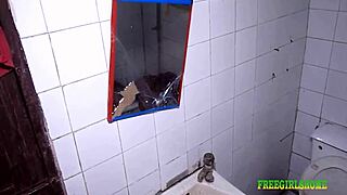 Amateur black girl bent over for doggystyle fucking in bathroom.