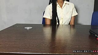 Ebony babe fucked outdoor in wet pussy skirt