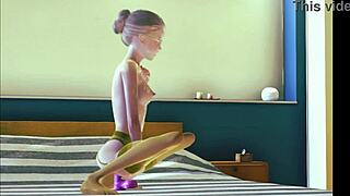 Does this teen in stockings masturbate alone in 3D?