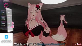 kanako the catgirl vtuber moans loud and squirts hard for her chat